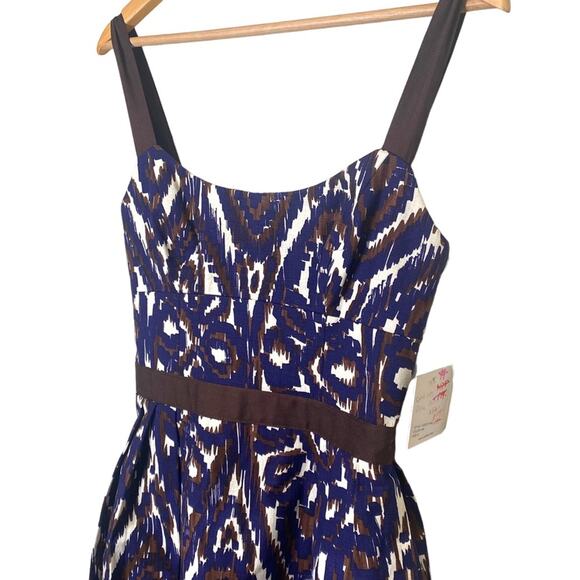 Milly of New York Geometric Print Blue Brown White Size 4 Pockets US… - Picture 5 of 9